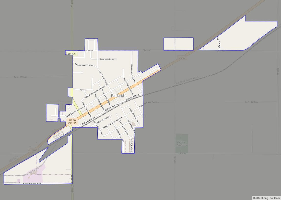 Map of Fairland town, Oklahoma