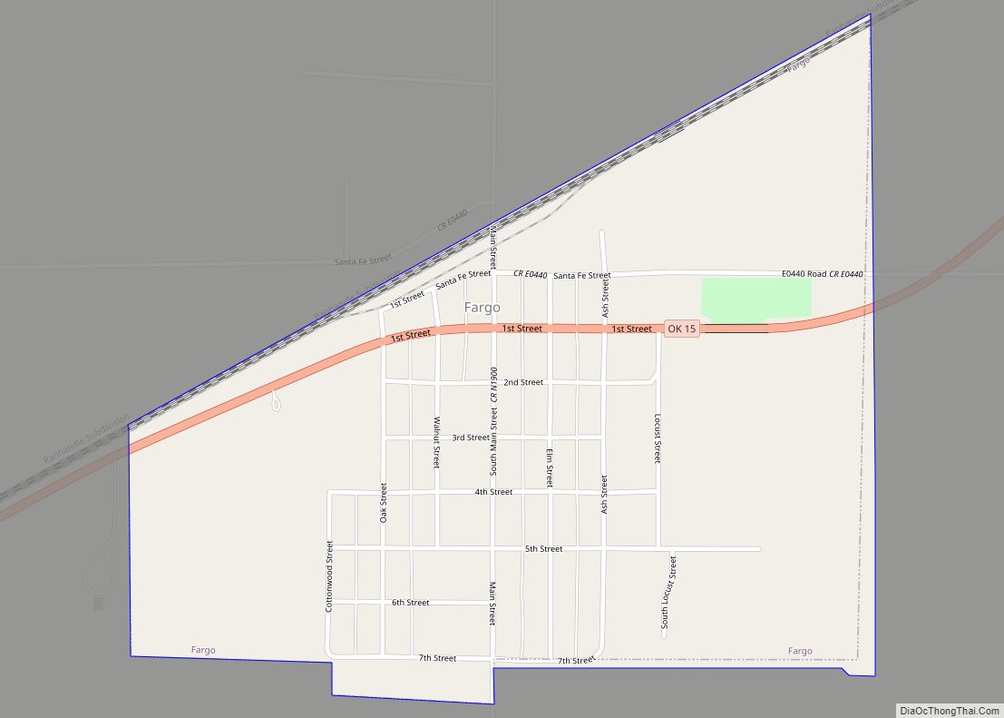 Map of Fargo town, Oklahoma