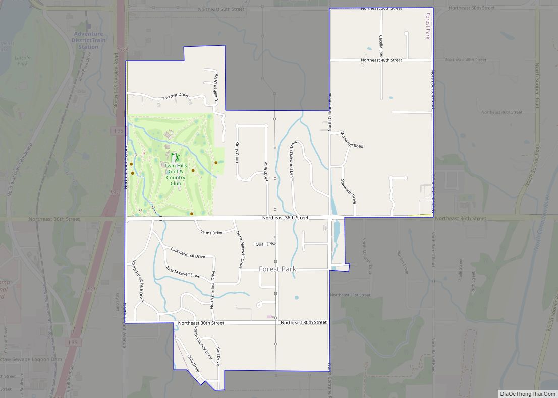Map of Forest Park town, Oklahoma