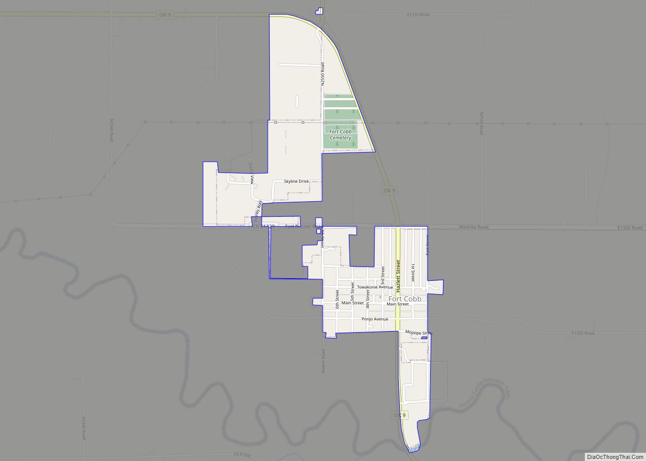 Map of Fort Cobb town