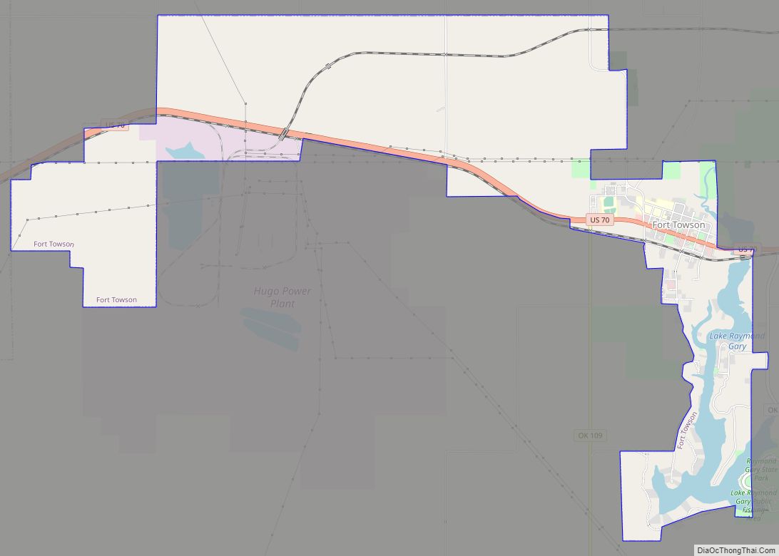 Map of Fort Towson town