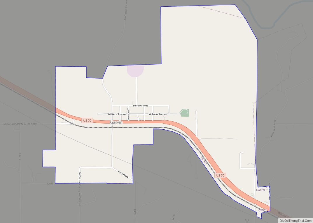 Map of Garvin town, Oklahoma