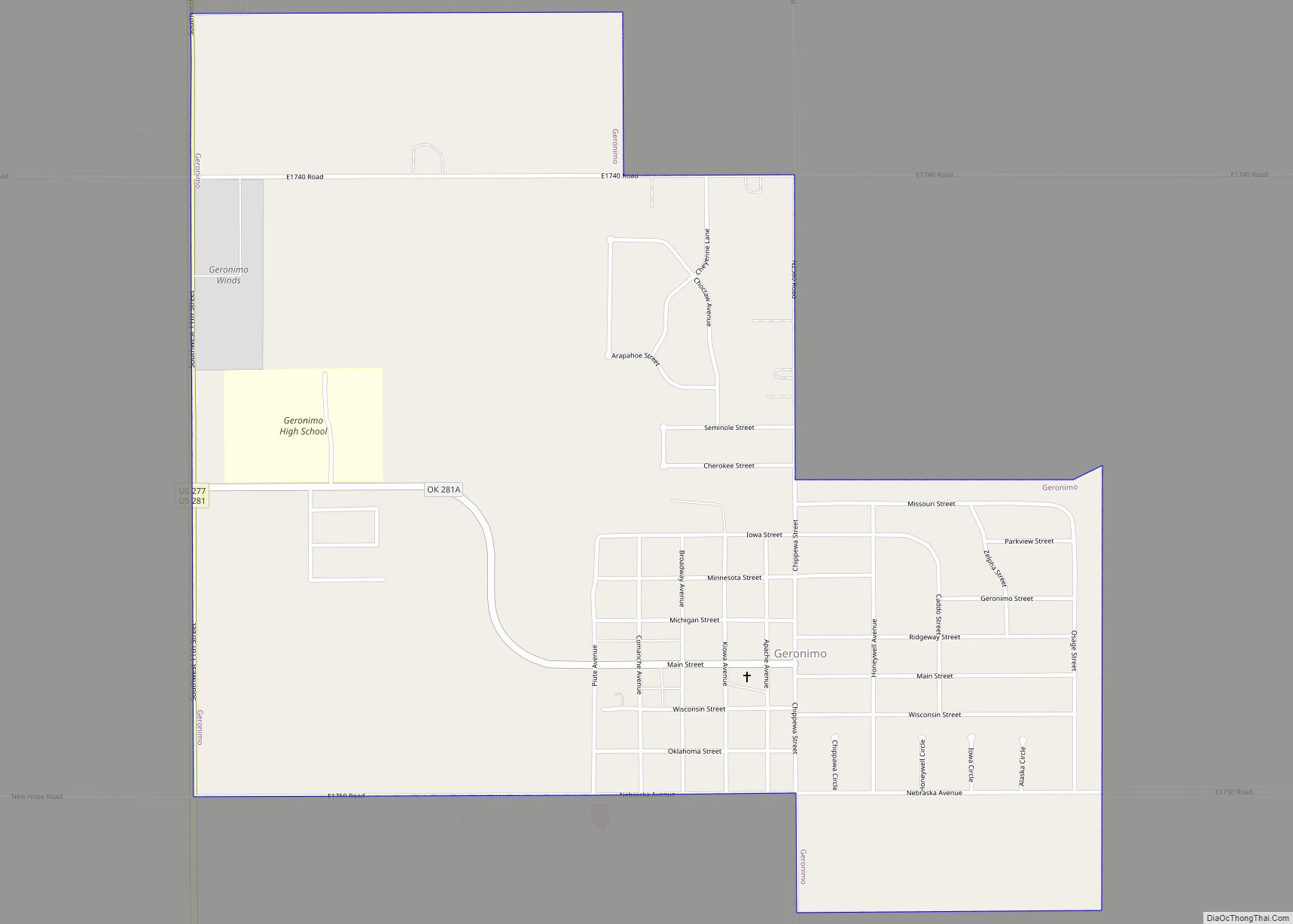 Map of Geronimo town