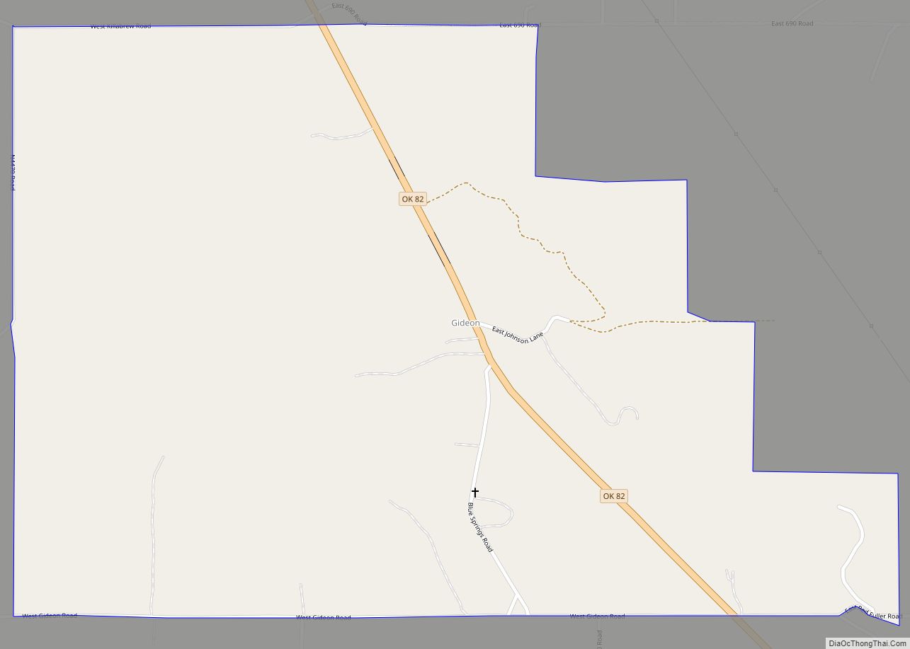 Map of Gideon CDP, Oklahoma