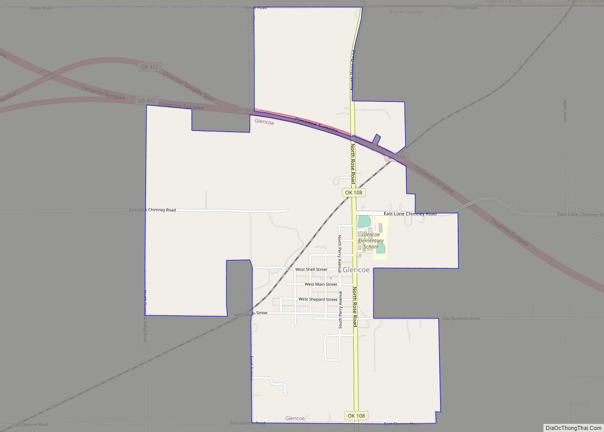 Map of Glencoe town, Oklahoma