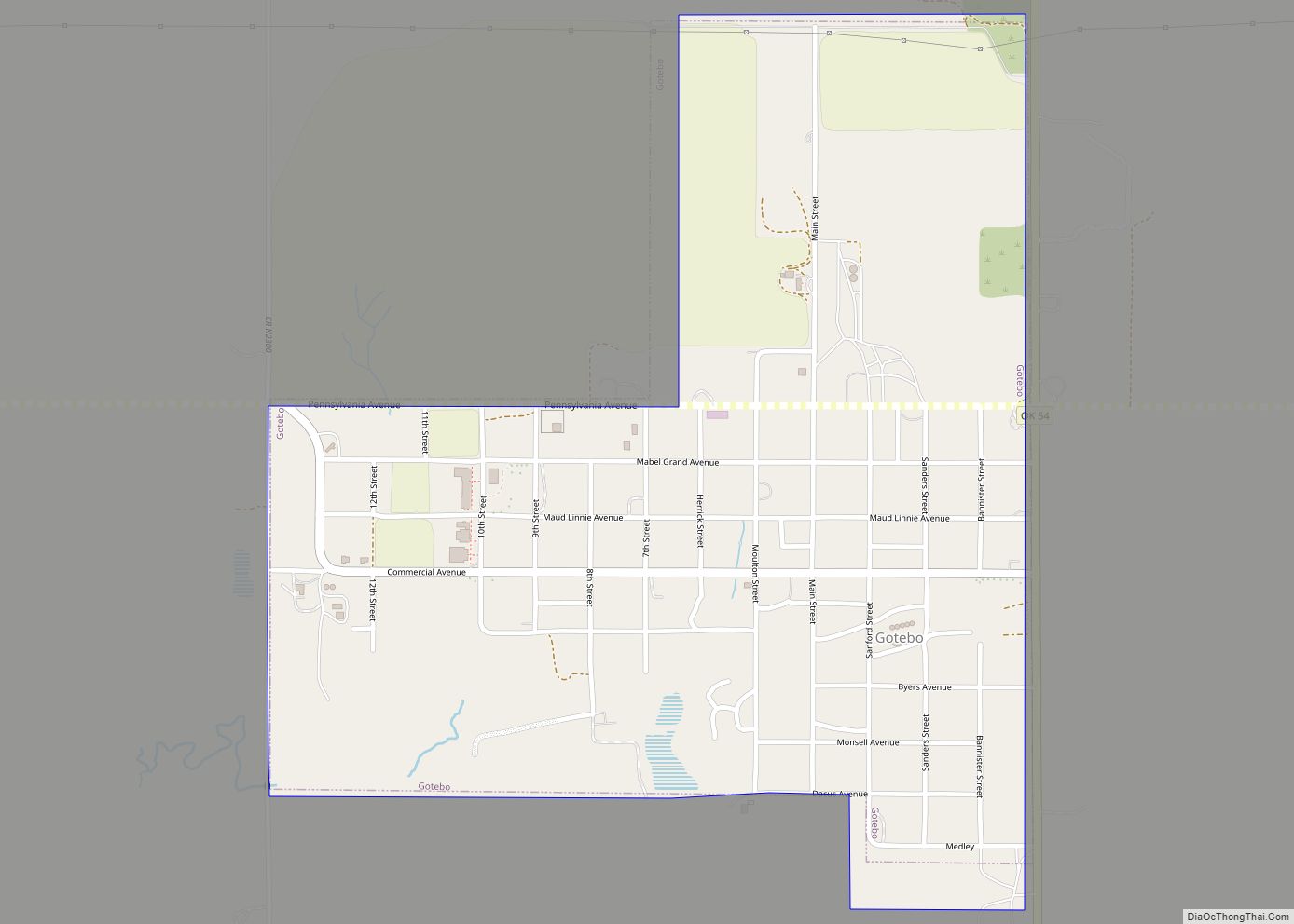 Map of Gotebo town
