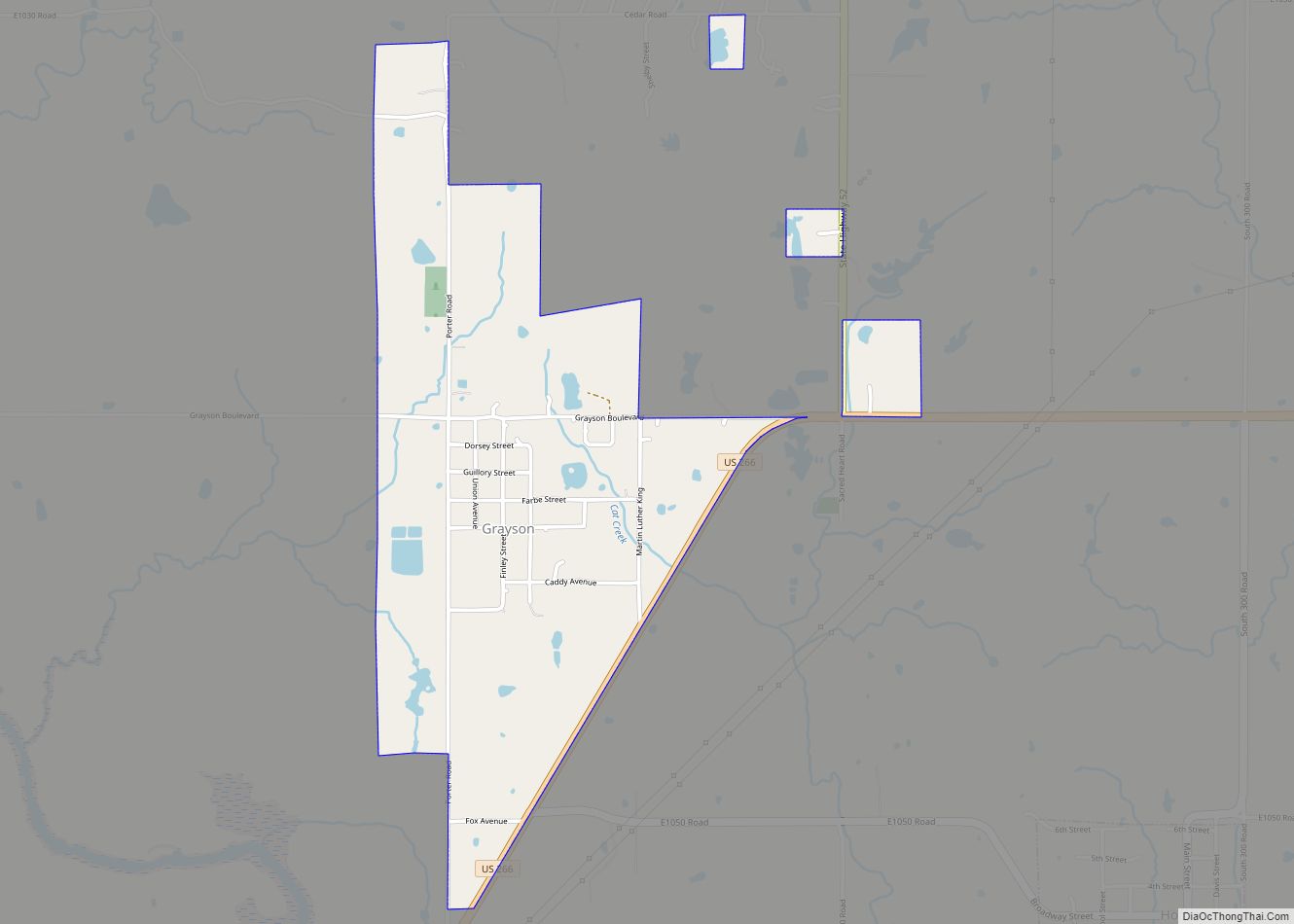Map of Grayson town, Oklahoma