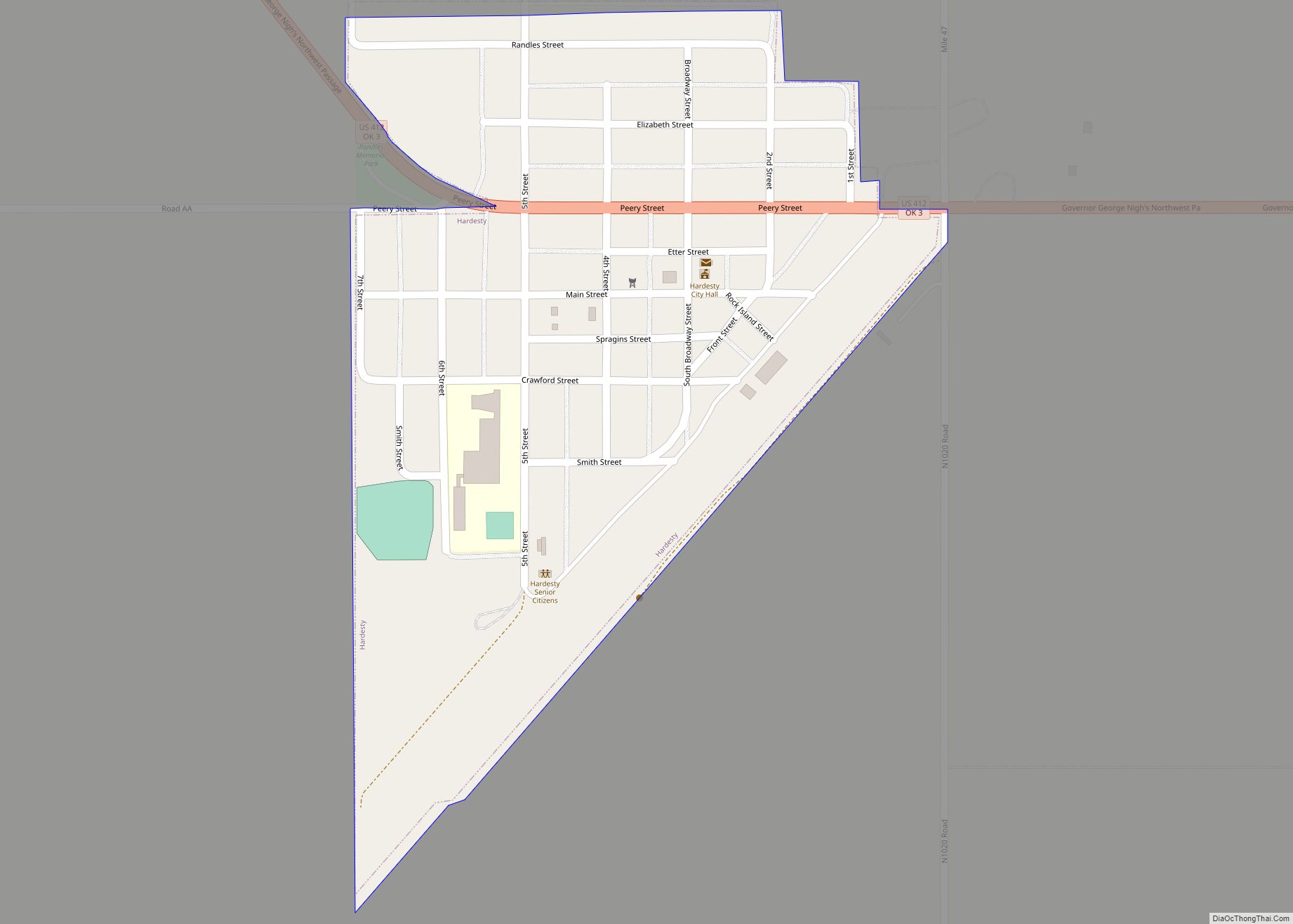 Map of Hardesty town