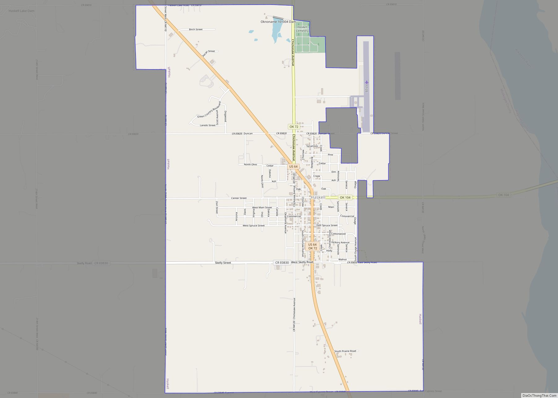 Map of Haskell town, Oklahoma