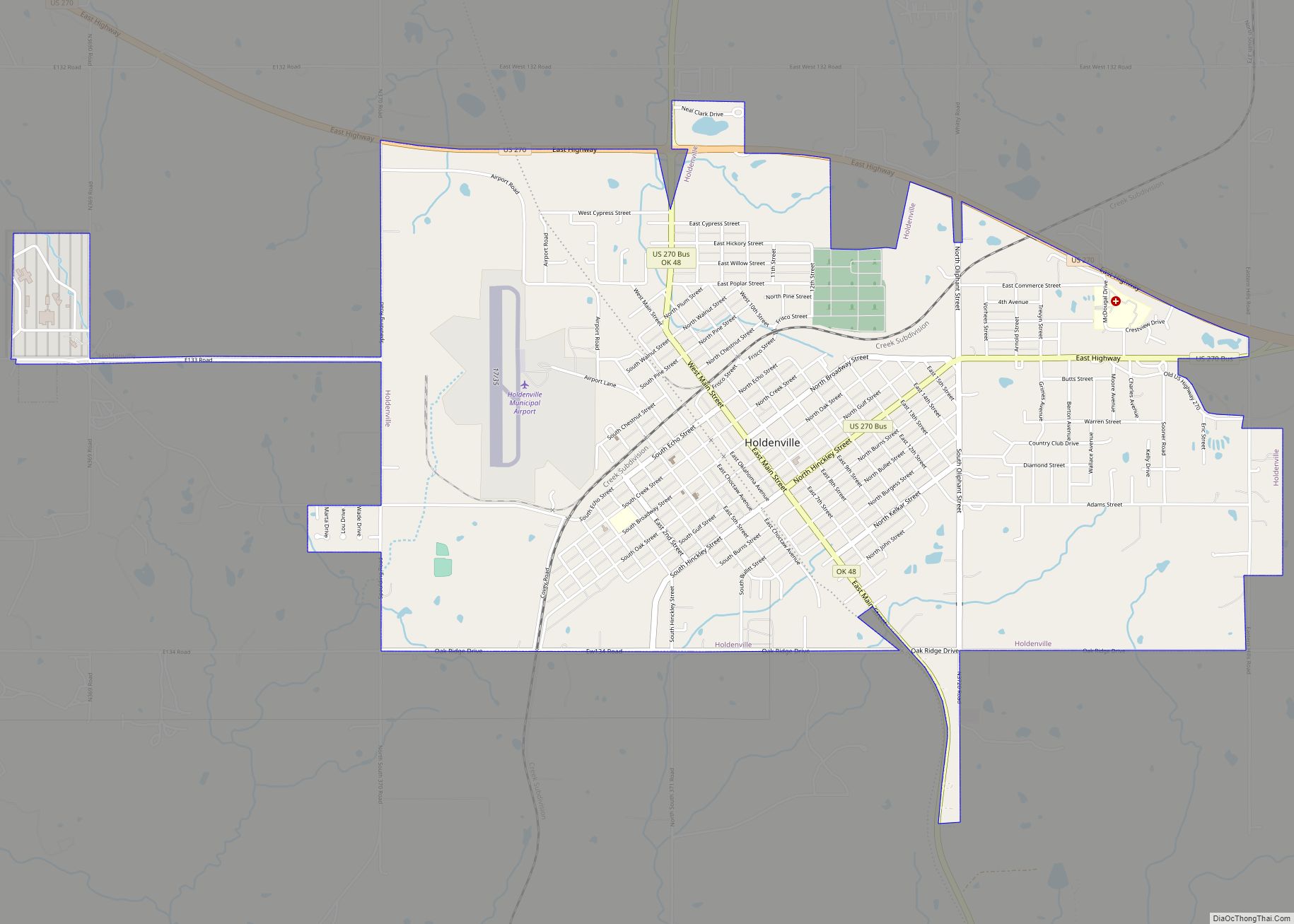 Map of Holdenville city