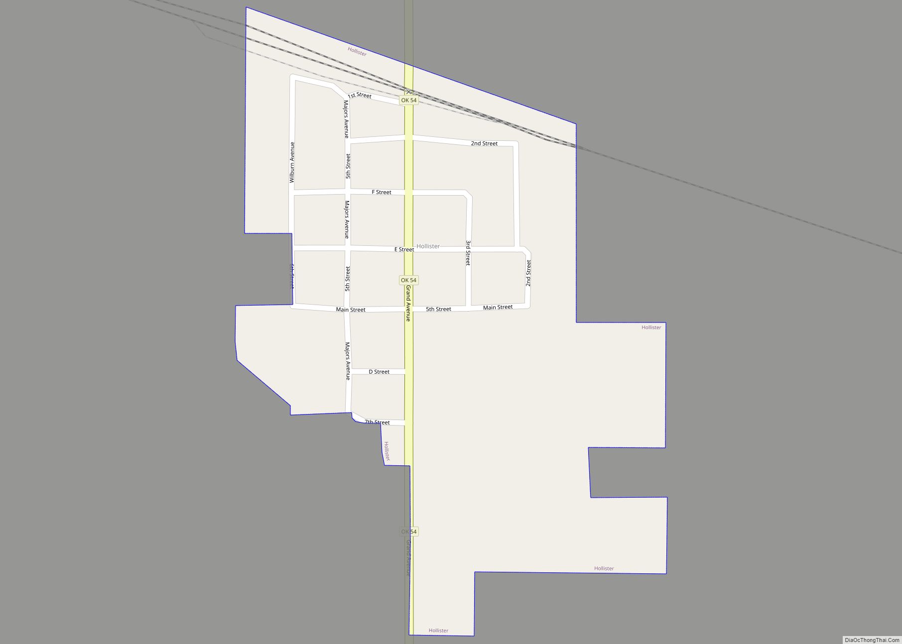 Map of Hollister town, Oklahoma