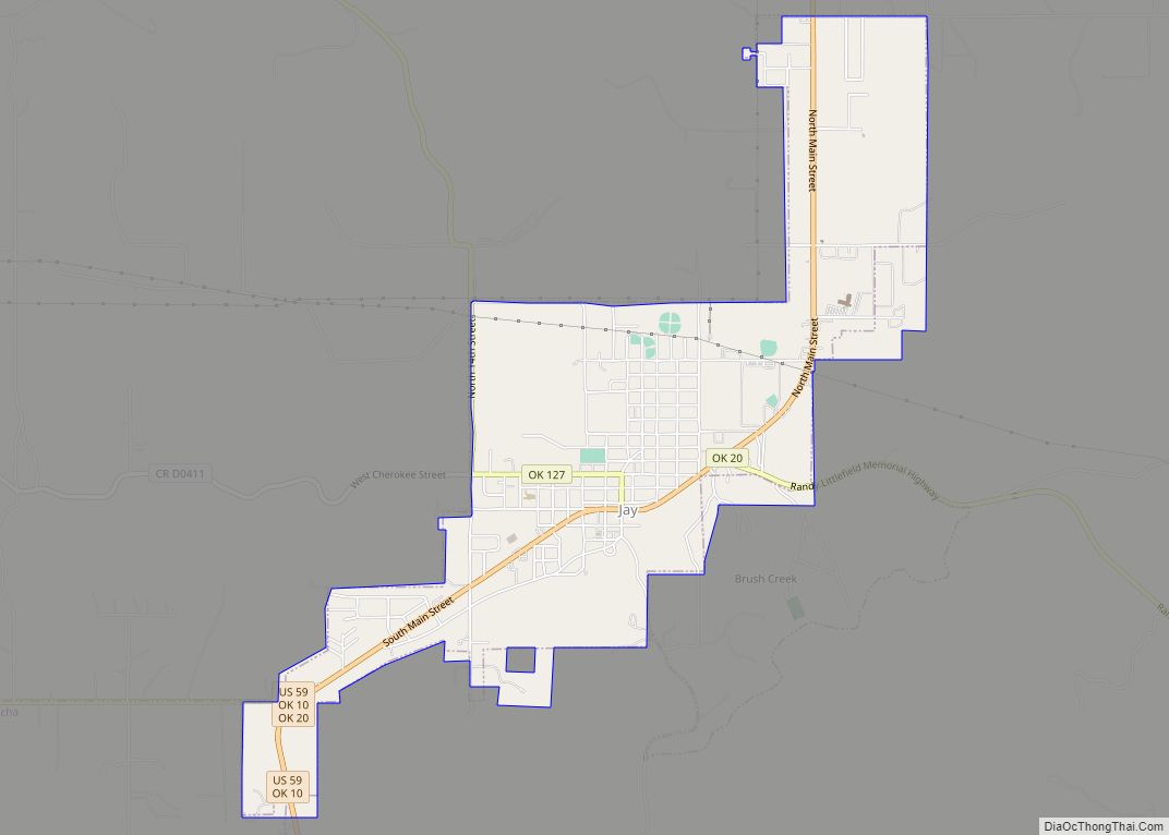 Map of Jay city, Oklahoma