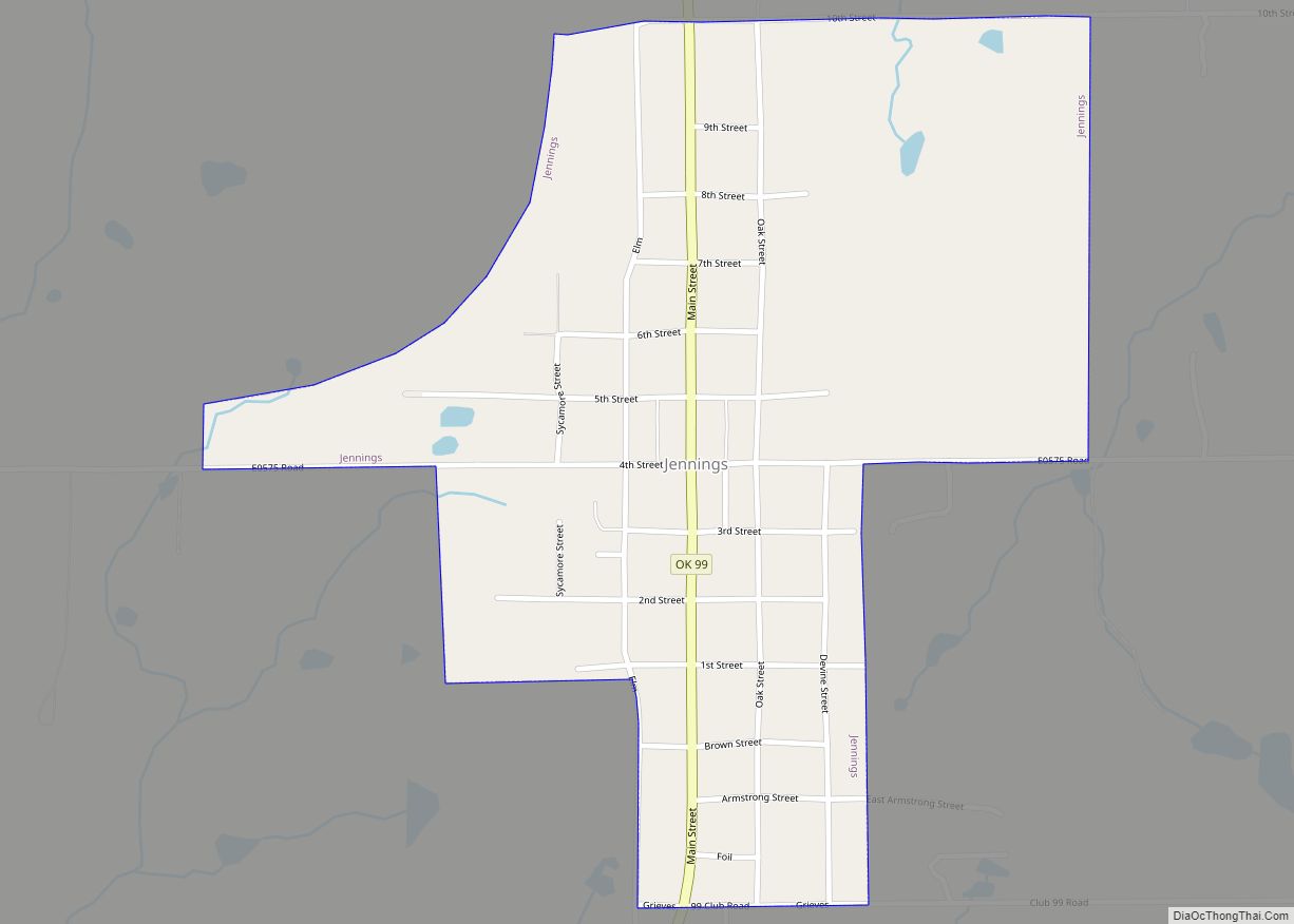 Map of Jennings town, Oklahoma