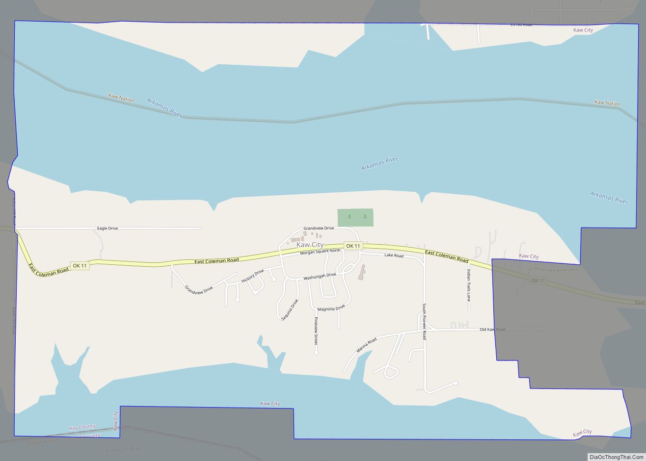 Map of Kaw City city
