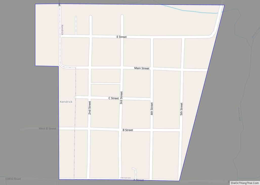 Map of Kendrick town, Oklahoma