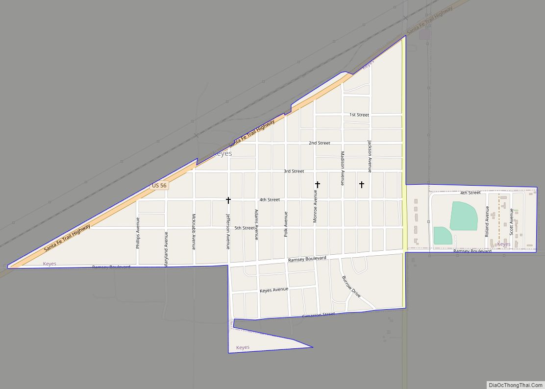 Map of Keyes town, Oklahoma