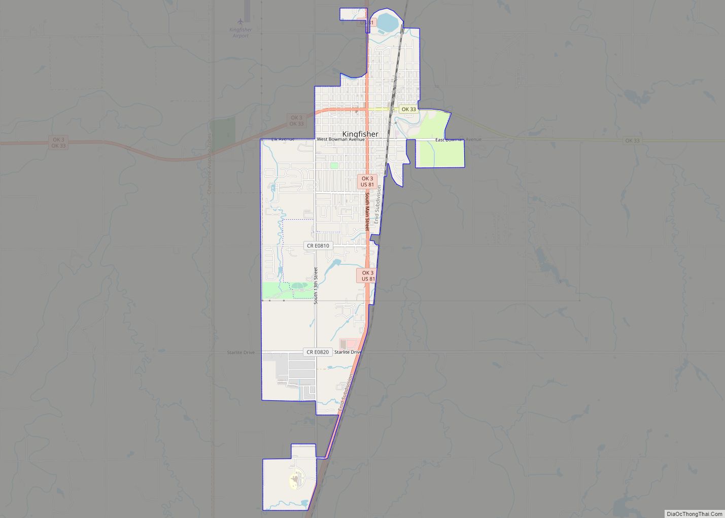 Map of Kingfisher city