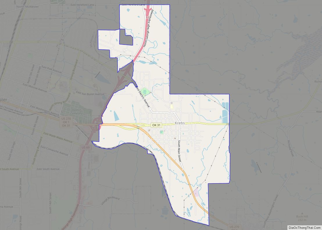 Map of Krebs city