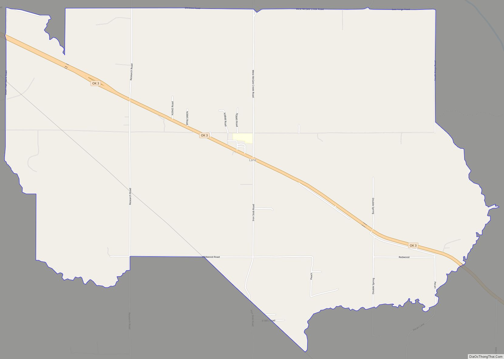 Map of Lane CDP, Oklahoma