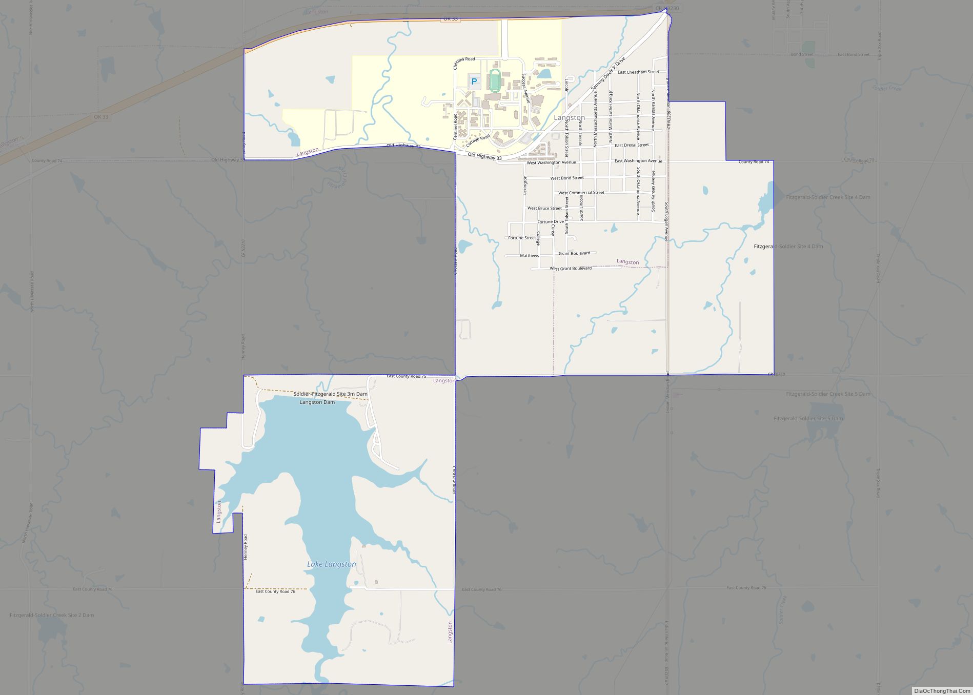 Map of Langston town, Oklahoma