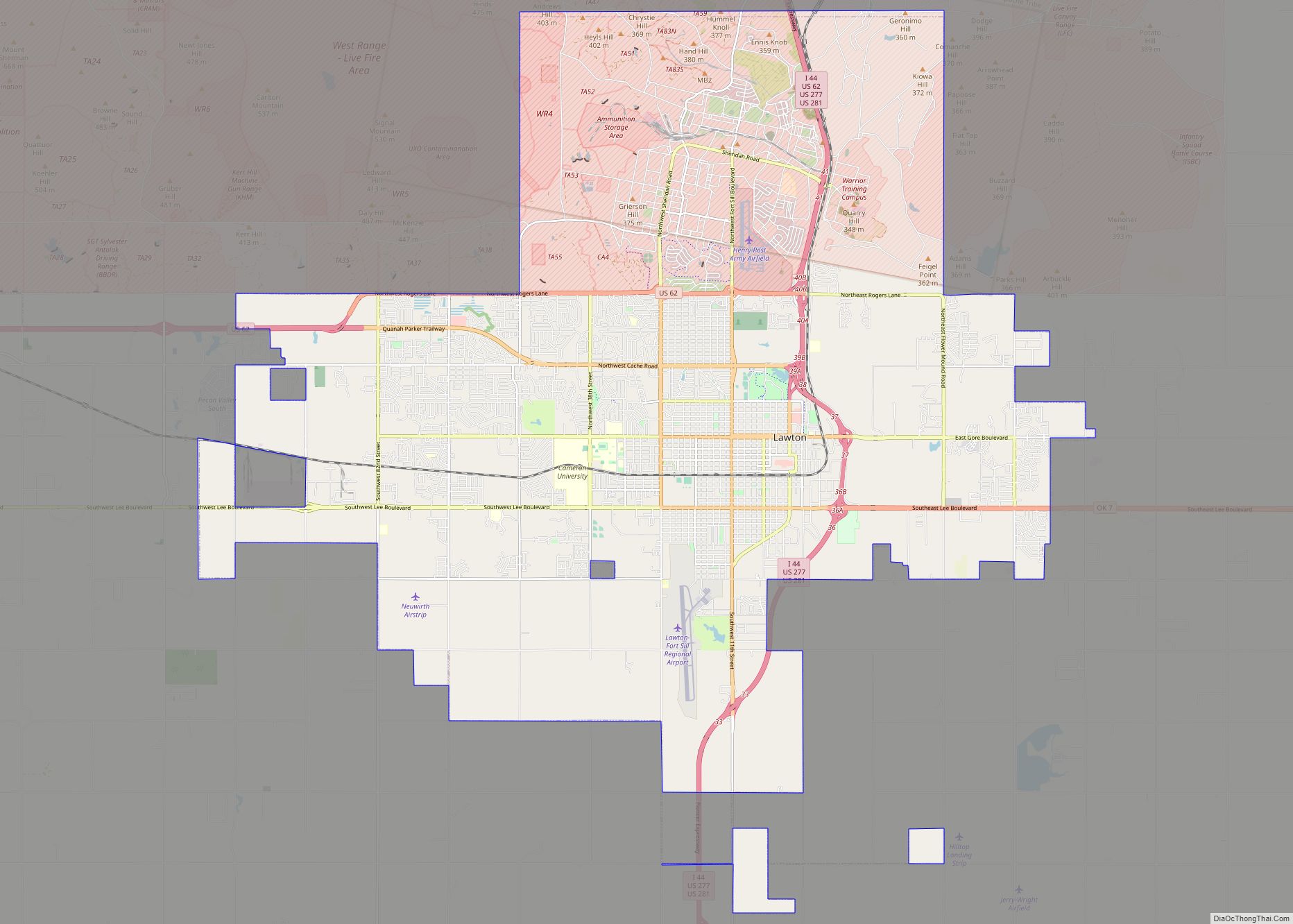 Map of Lawton city, Oklahoma