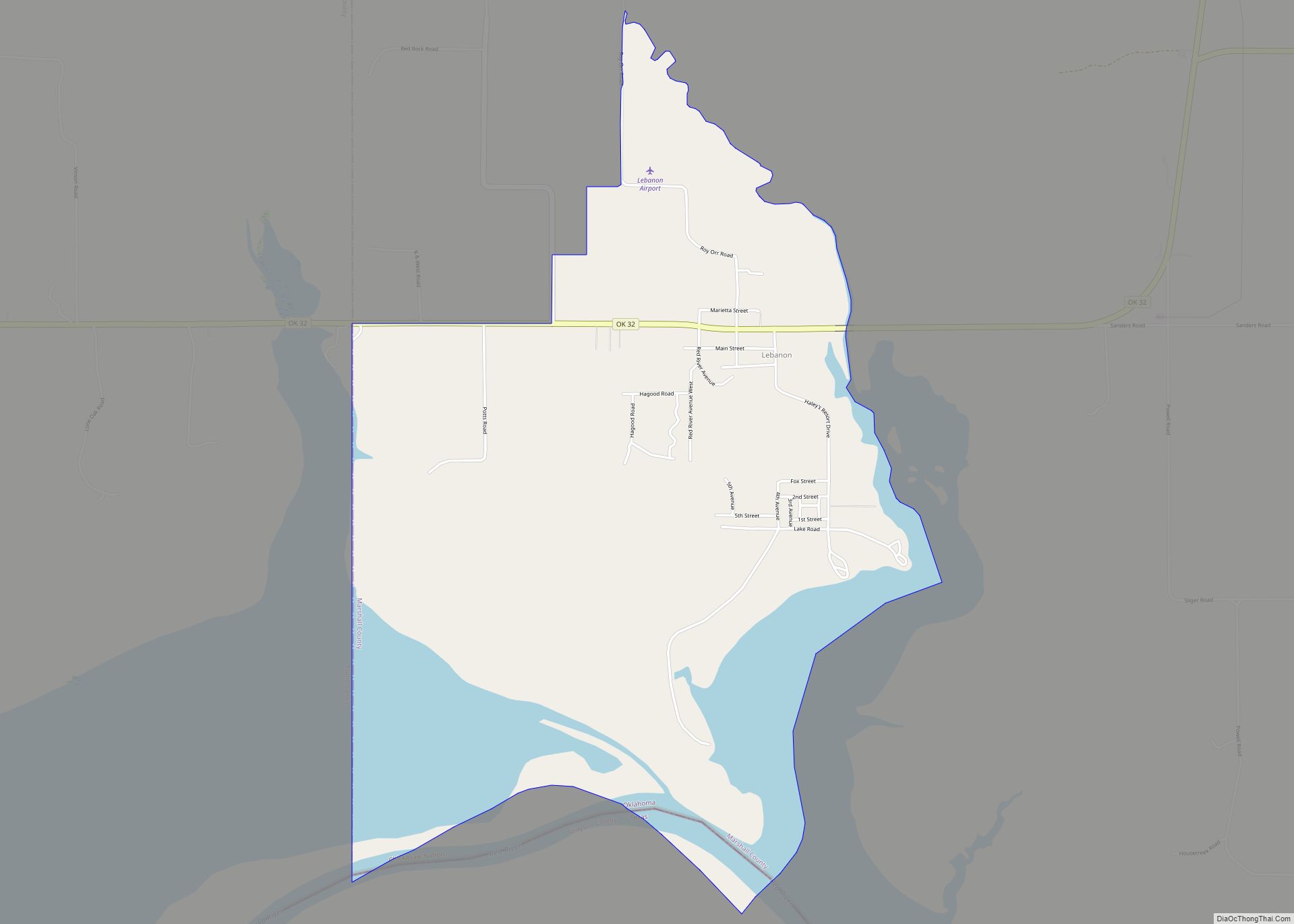 Map of Lebanon CDP, Oklahoma