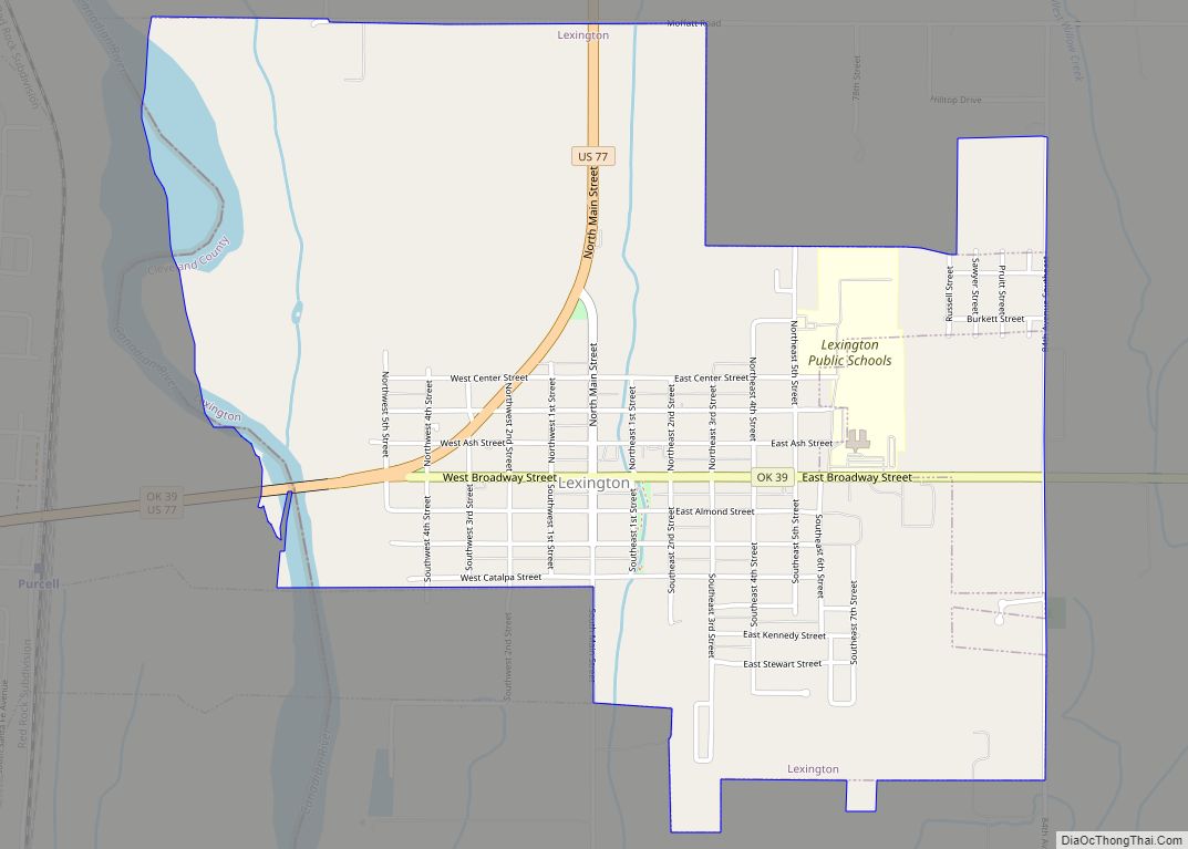 Map of Lexington city, Oklahoma