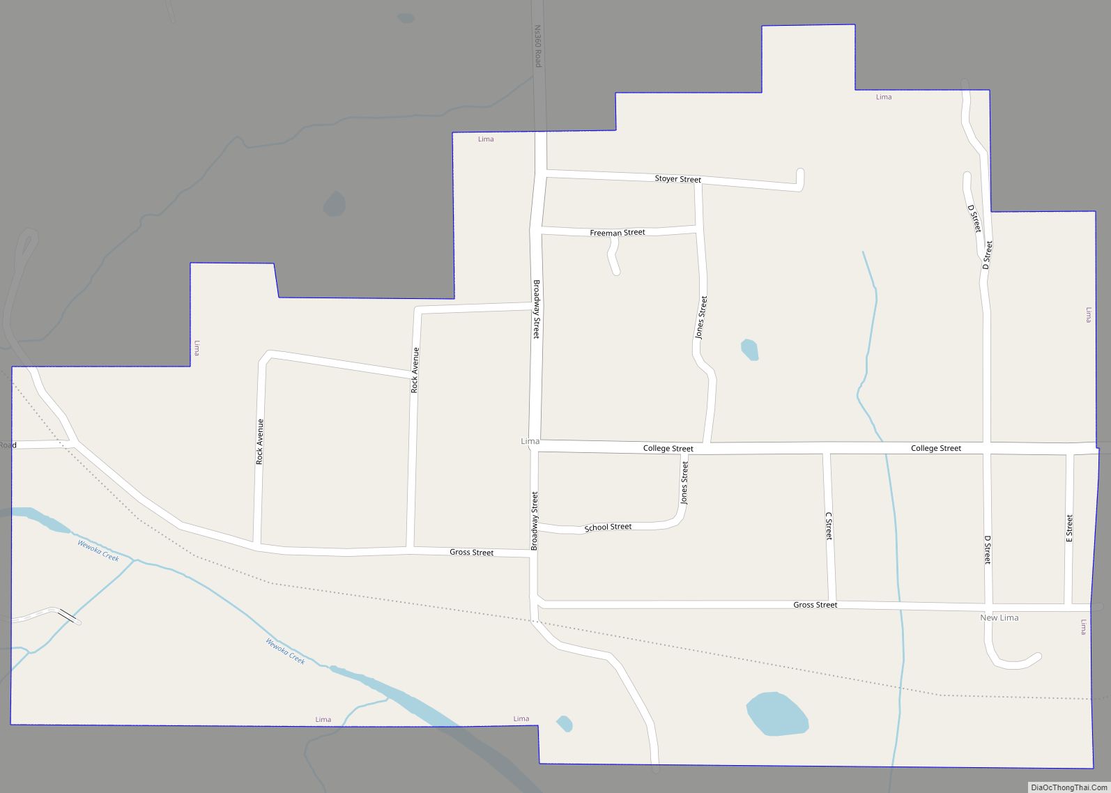 Map of Lima town, Oklahoma