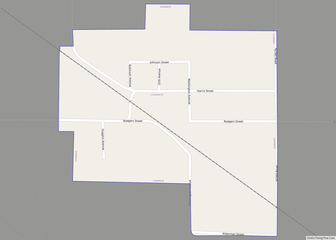 Map of Loveland town, Oklahoma