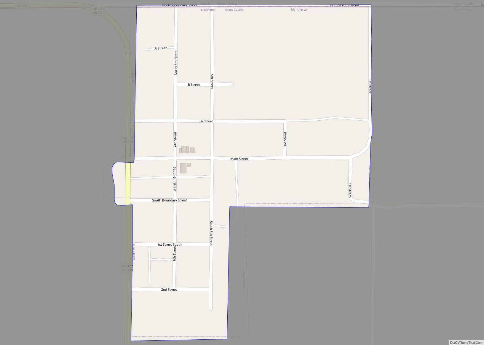 Map of Manchester town, Oklahoma
