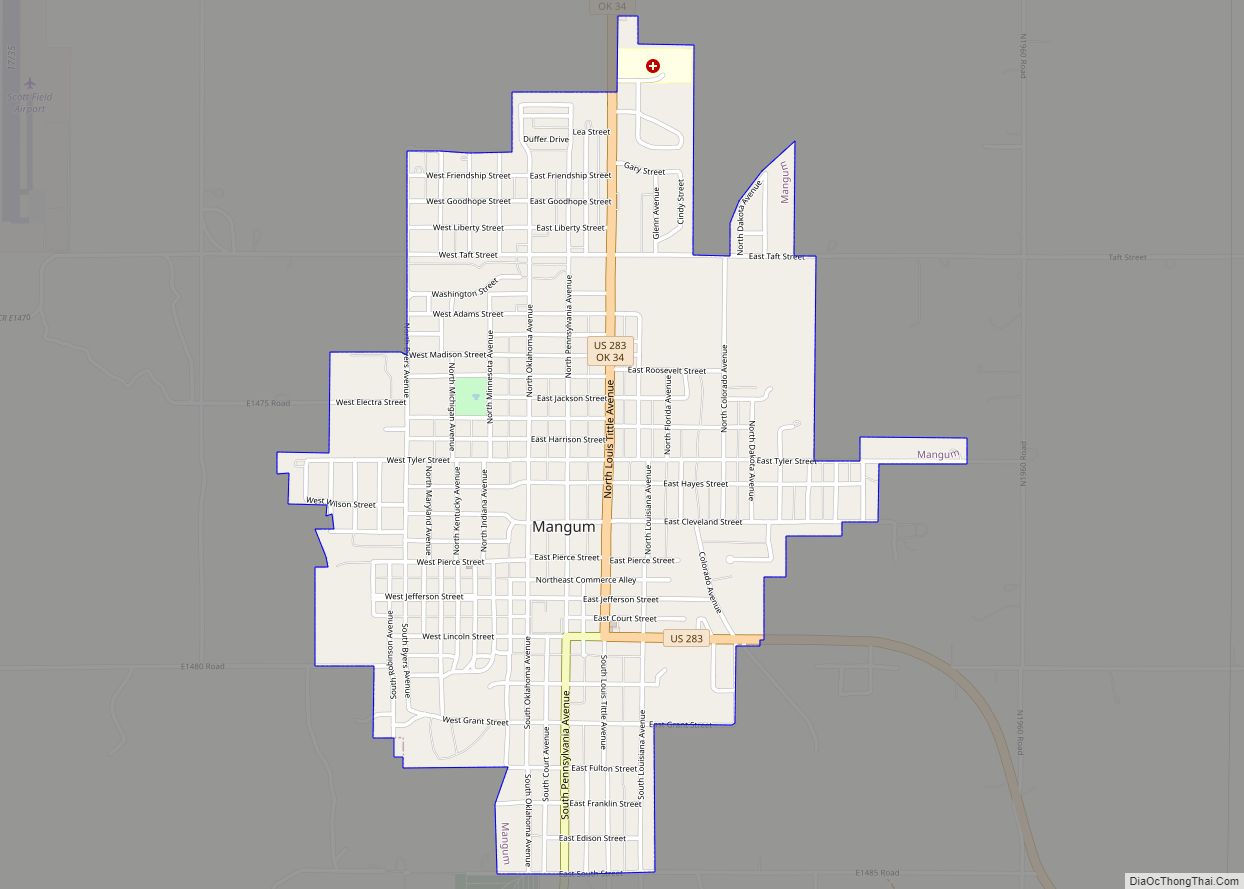 Map of Mangum city