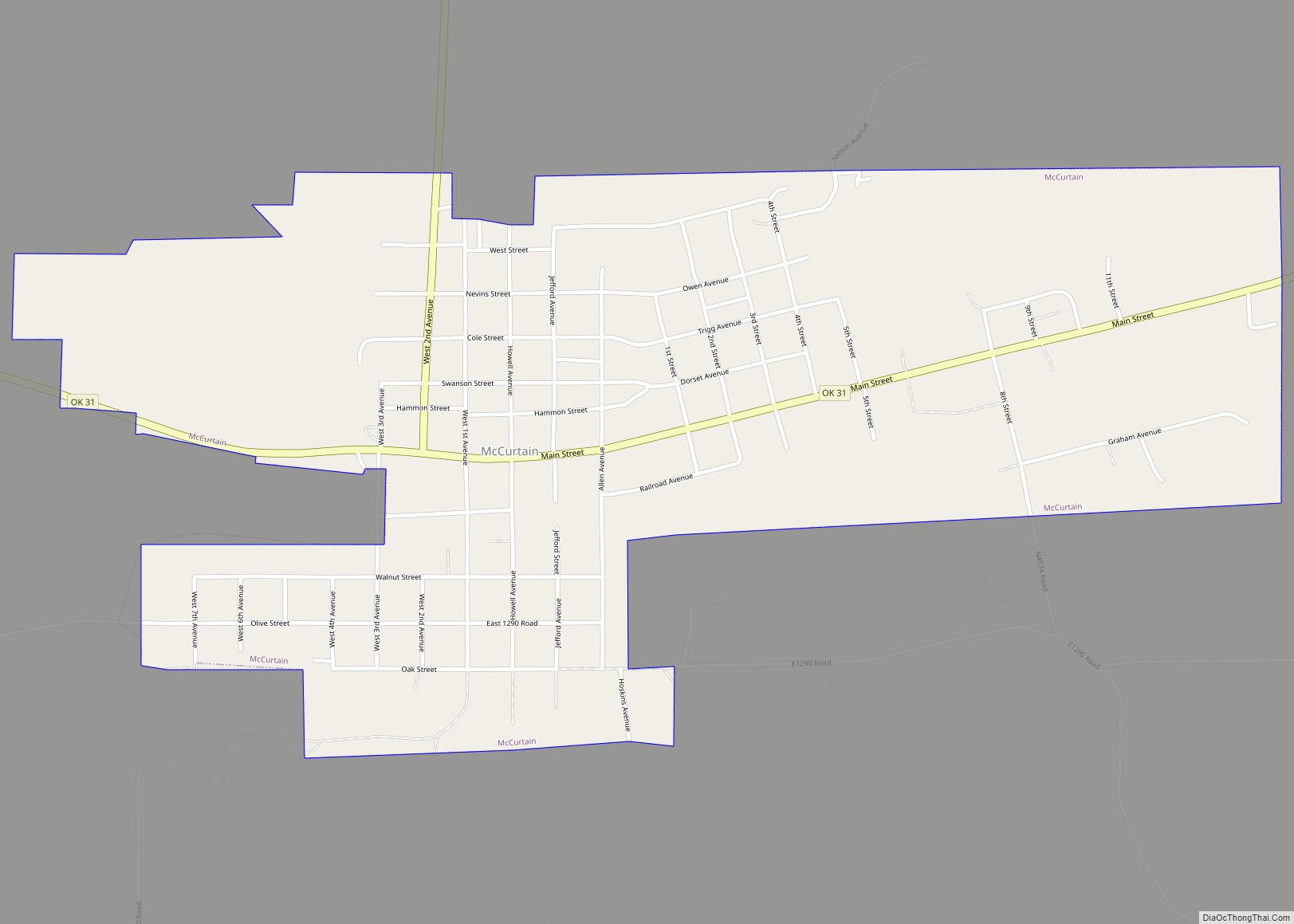 Map of McCurtain town