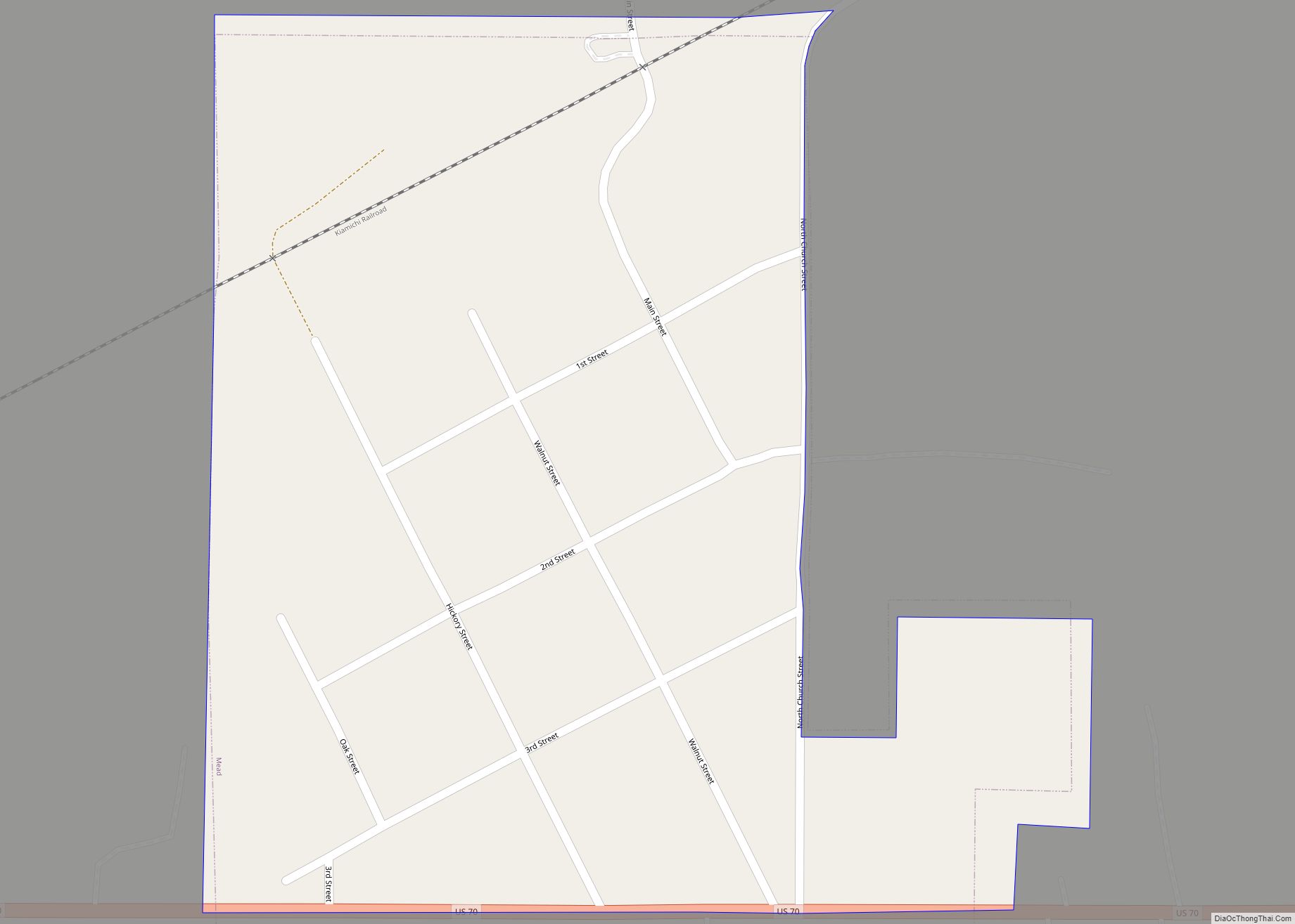 Map of Mead town, Oklahoma