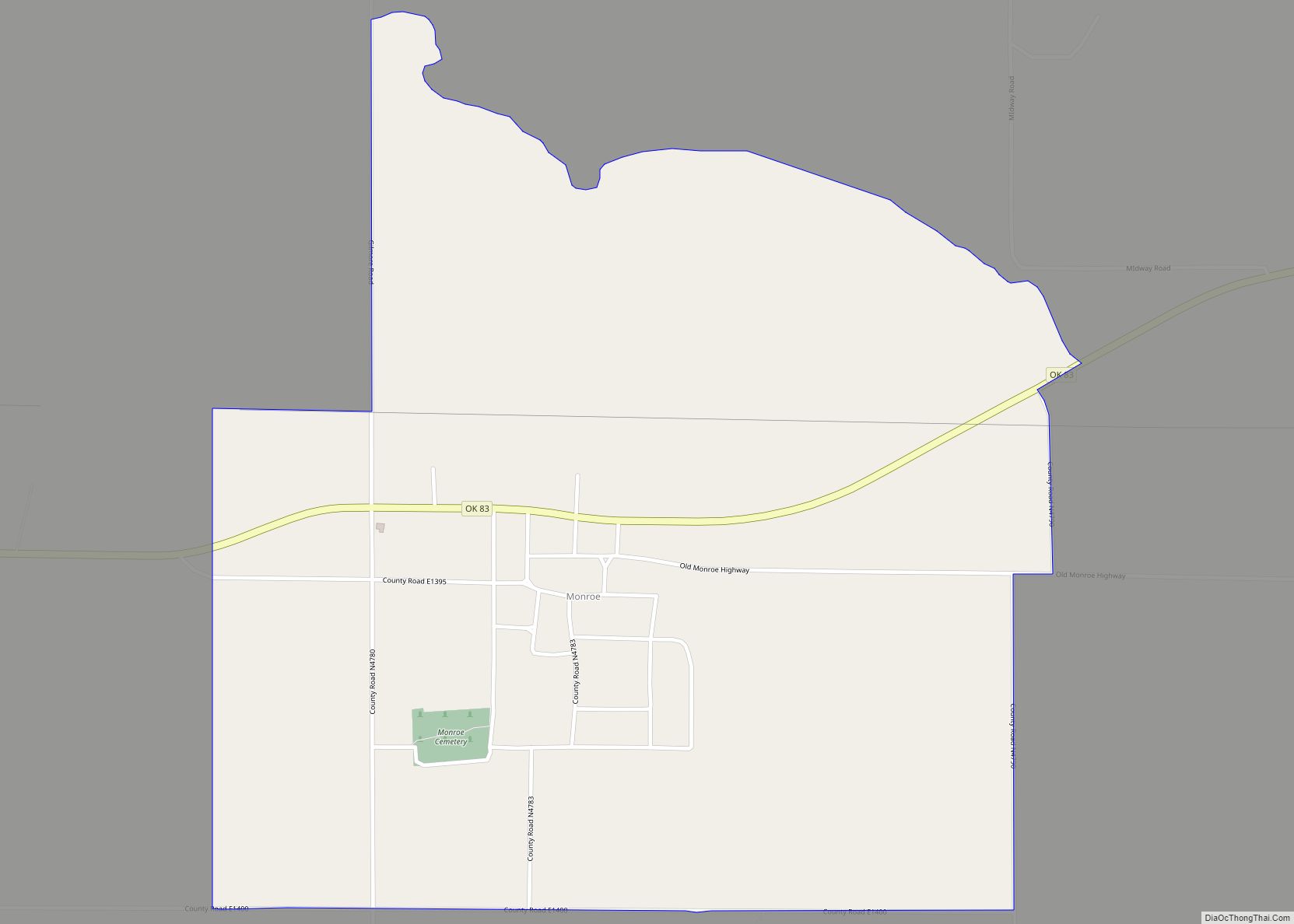 Map of Monroe CDP, Oklahoma