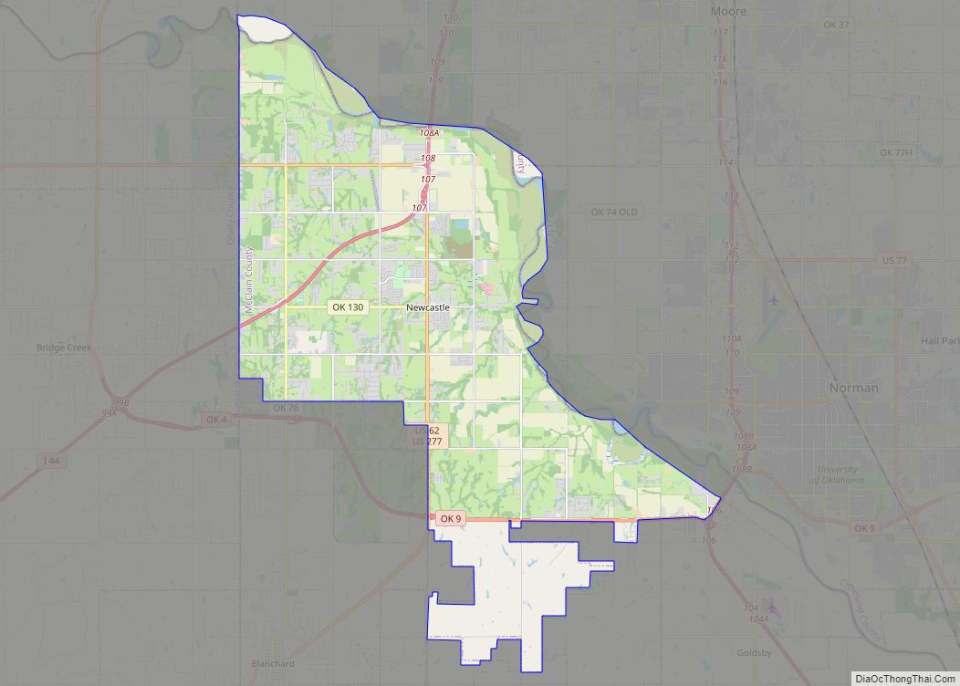 Map of Newcastle city, Oklahoma