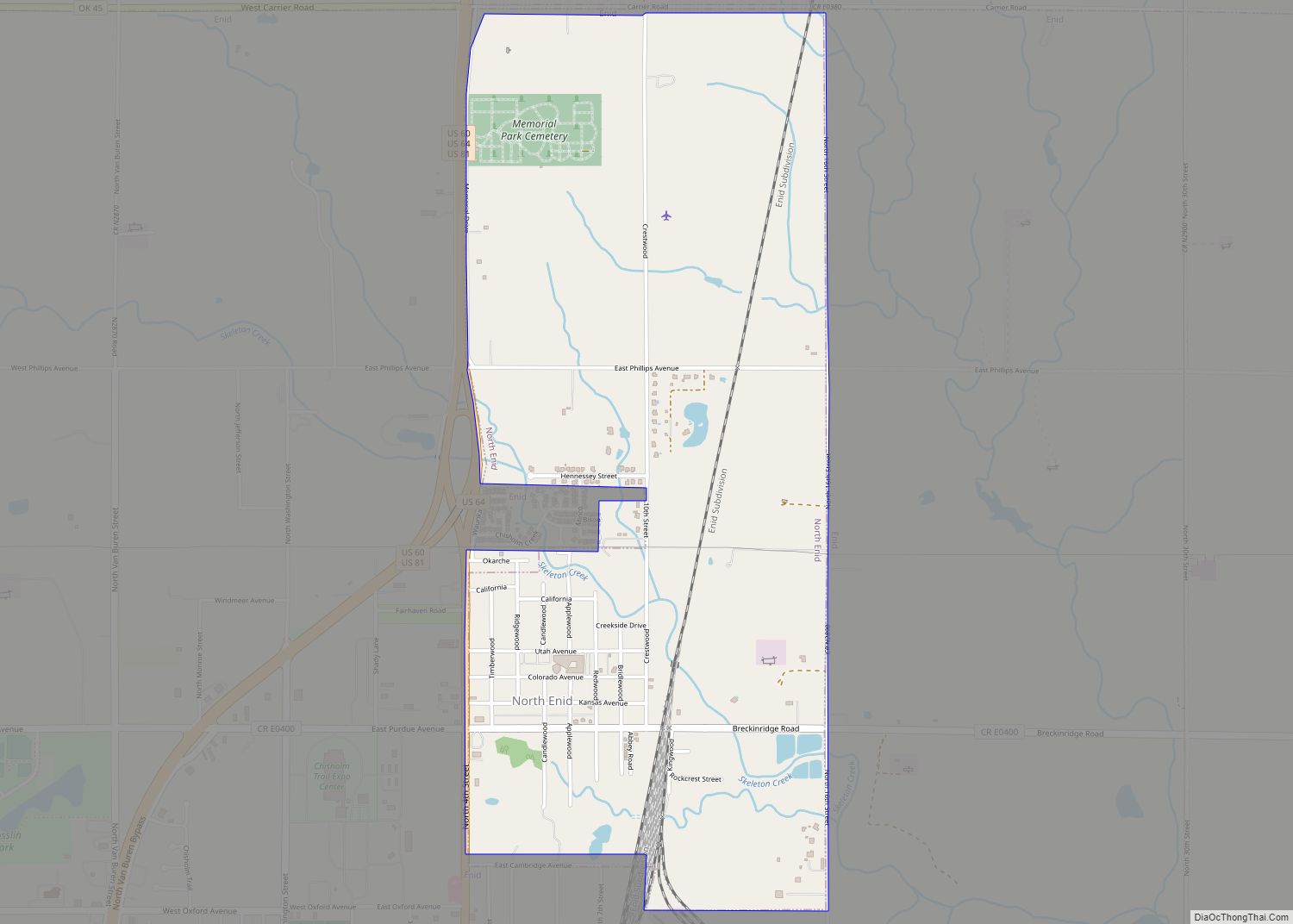 Map of North Enid town