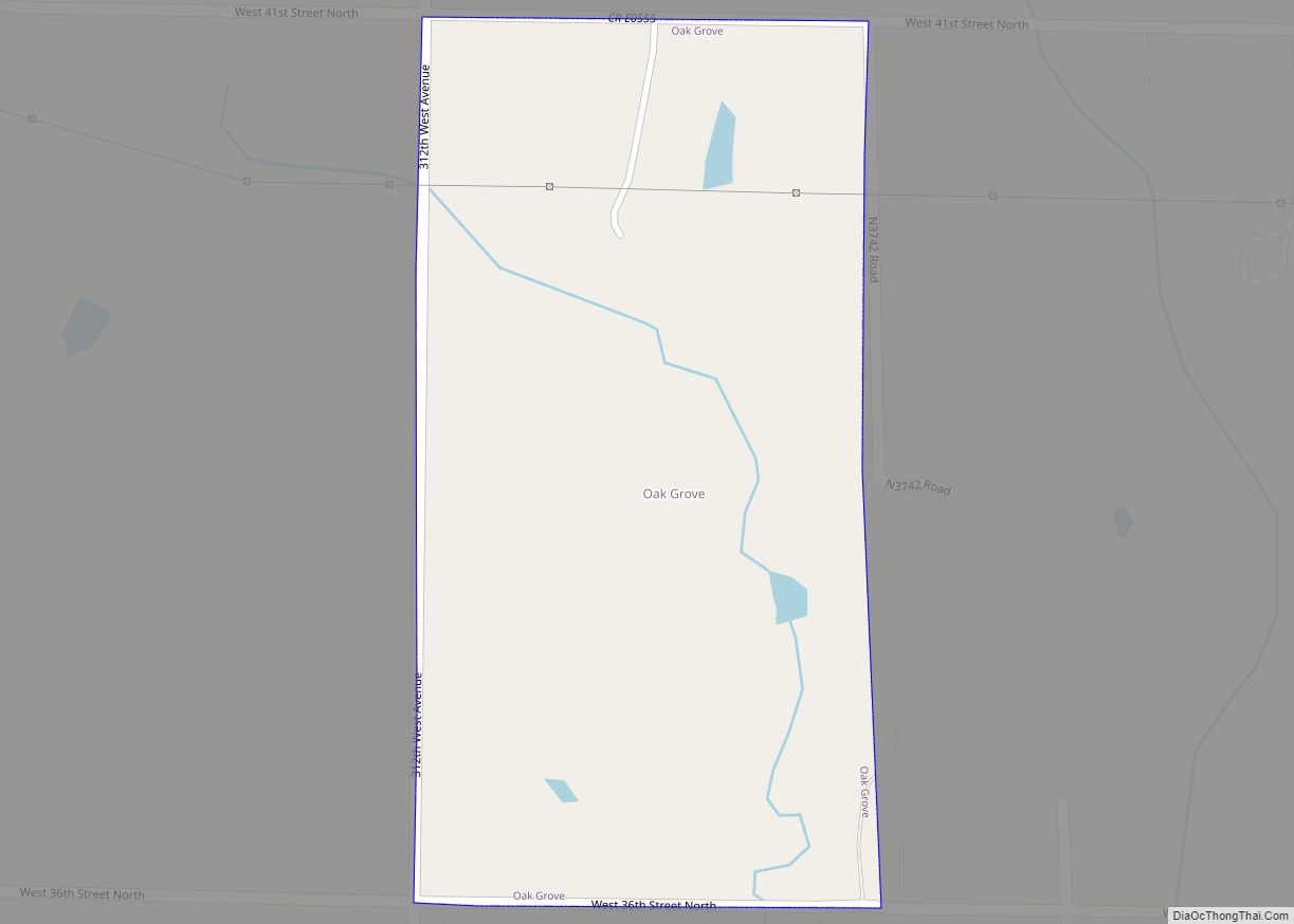 Map of Oak Grove town, Oklahoma
