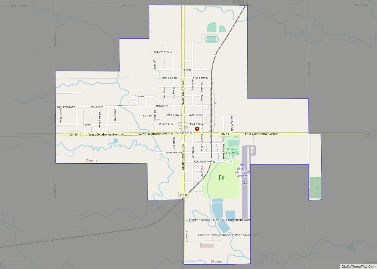 Map of Okeene town