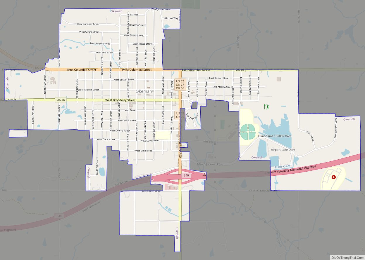 Map of Okemah city