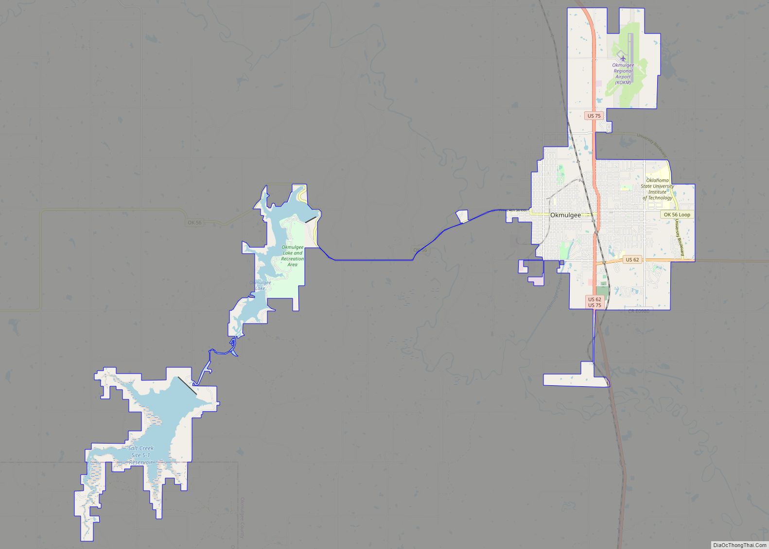 Map of Okmulgee city