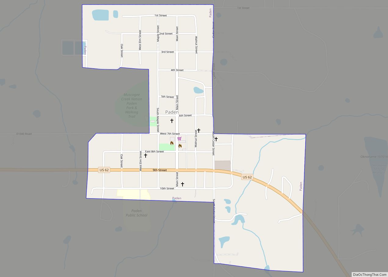 Map of Paden town, Oklahoma