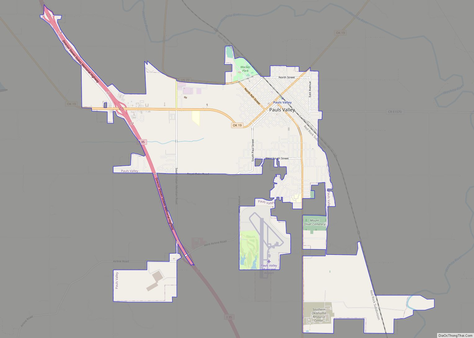 Map of Pauls Valley city