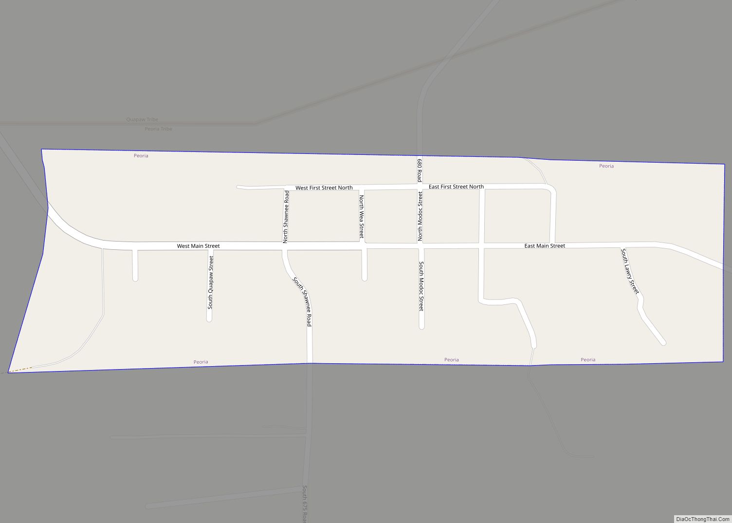 Map of Peoria town, Oklahoma