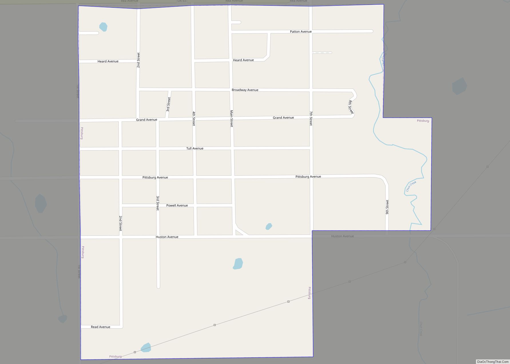Map of Pittsburg town, Oklahoma