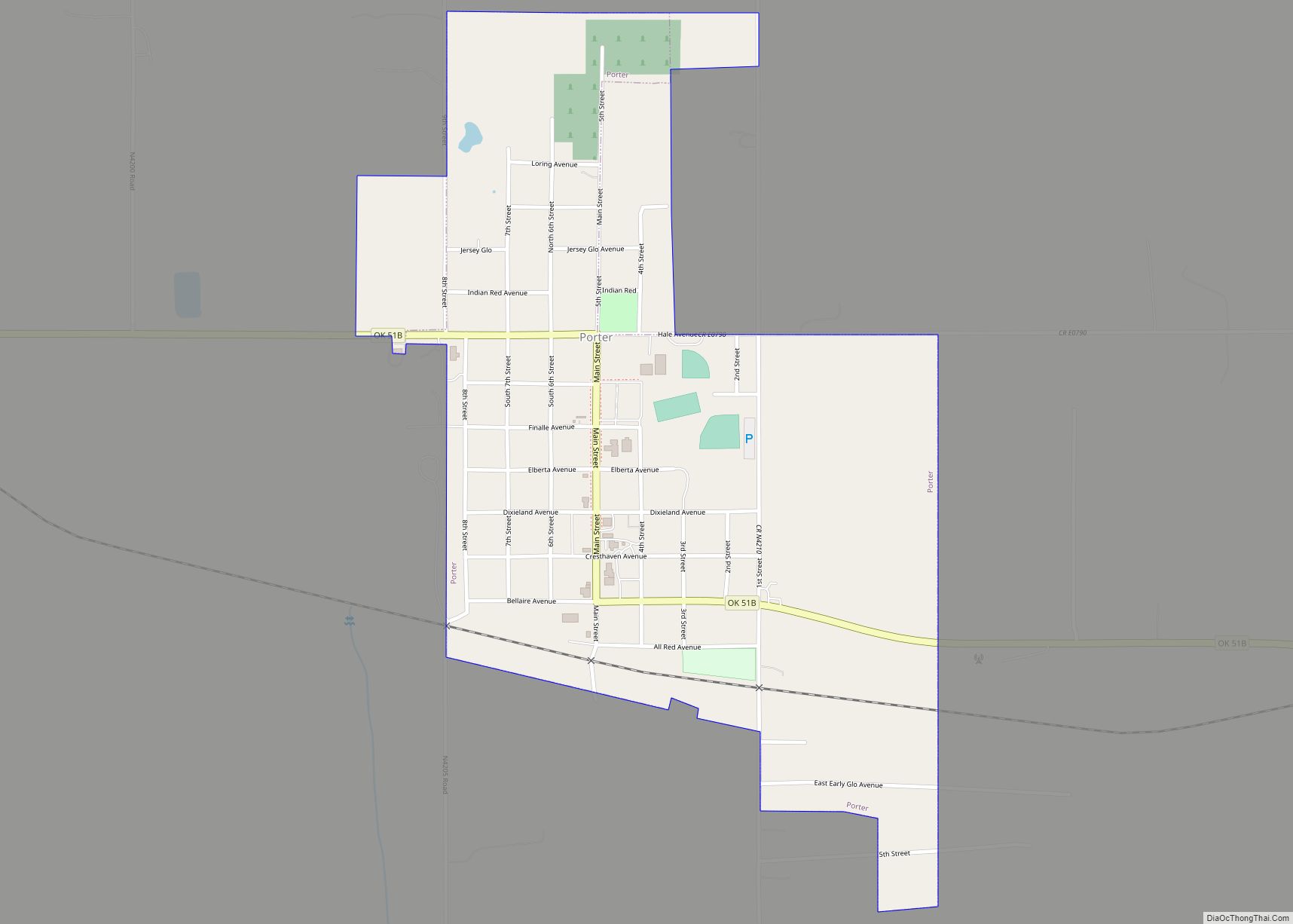 Map of Porter town, Oklahoma