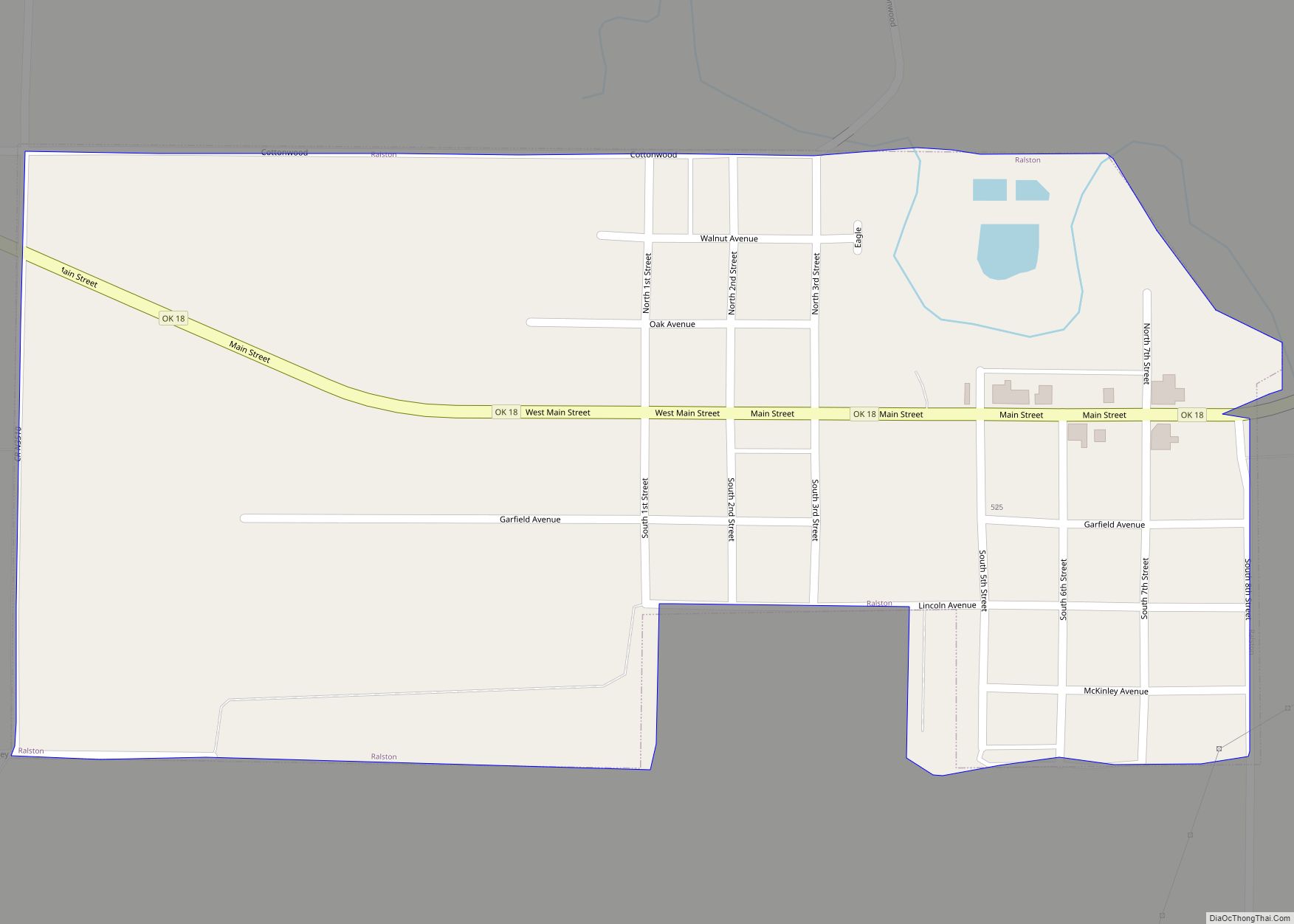 Map of Ralston town, Oklahoma