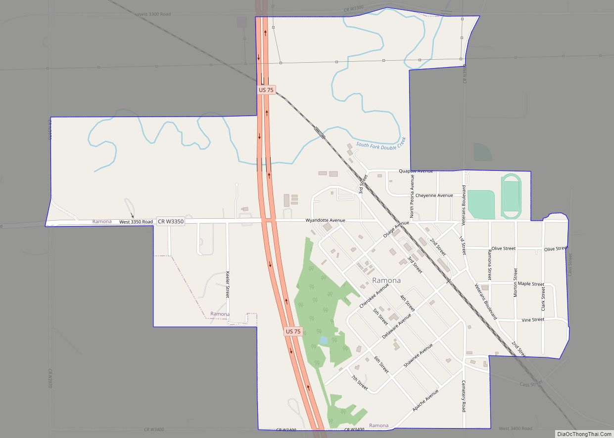 Map of Ramona town, Oklahoma