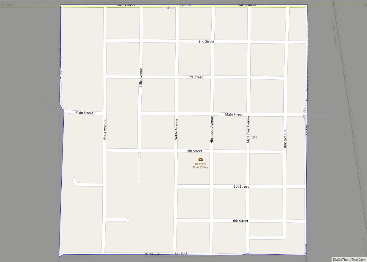 Map of Red Rock town, Oklahoma
