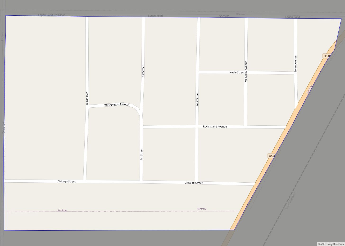 Map of Renfrow town