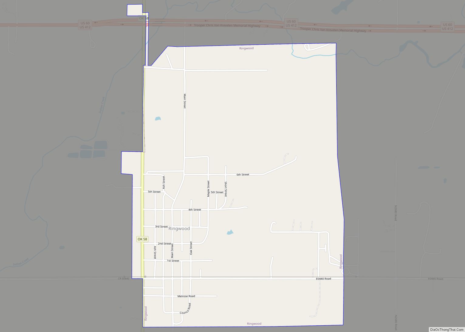 Map of Ringwood town, Oklahoma